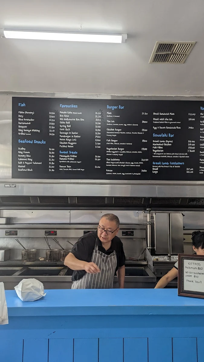 Menu, Blue Sea Fish & Chips