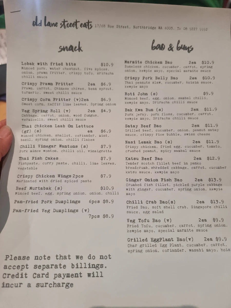 Menu, Hawker's Cuisine