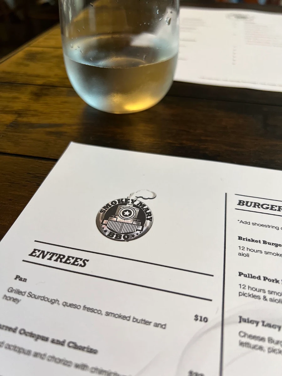 Menu, Smokey Mary BBQ Restaurant - Narraweena