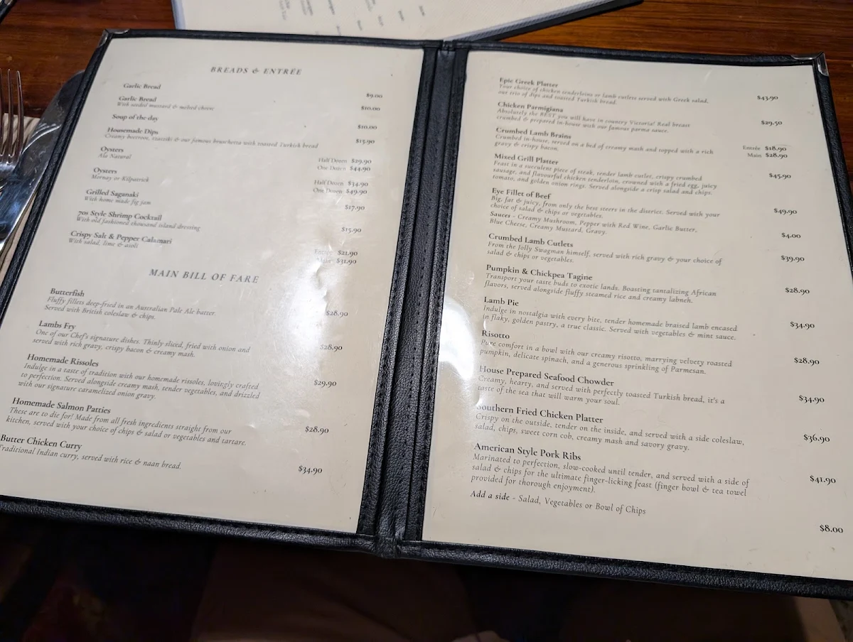 Menu, North Britain Hotel