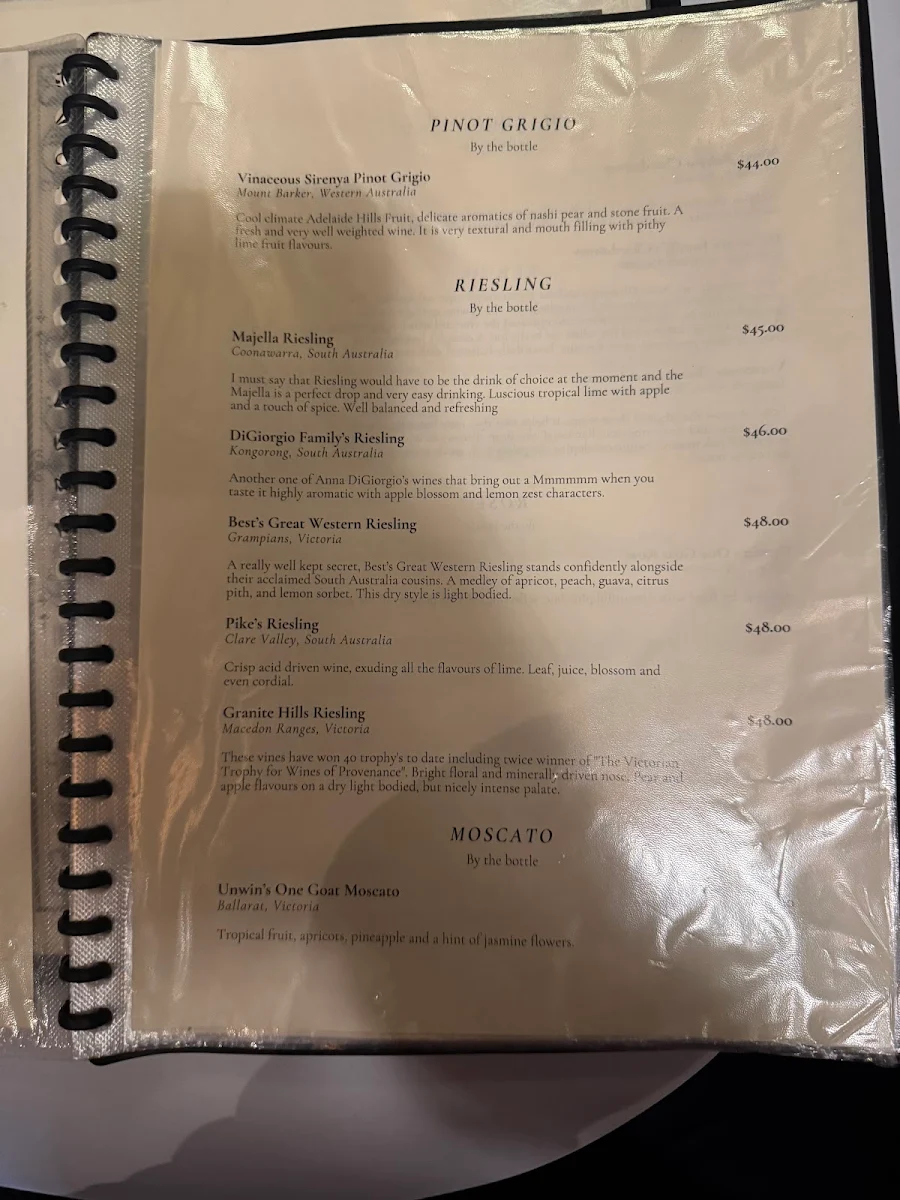 Menu, North Britain Hotel