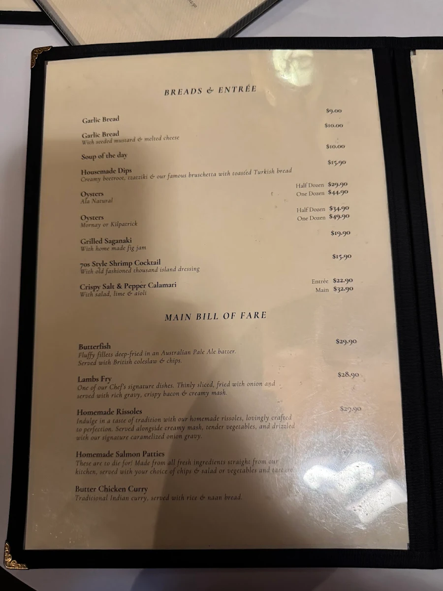Menu, North Britain Hotel