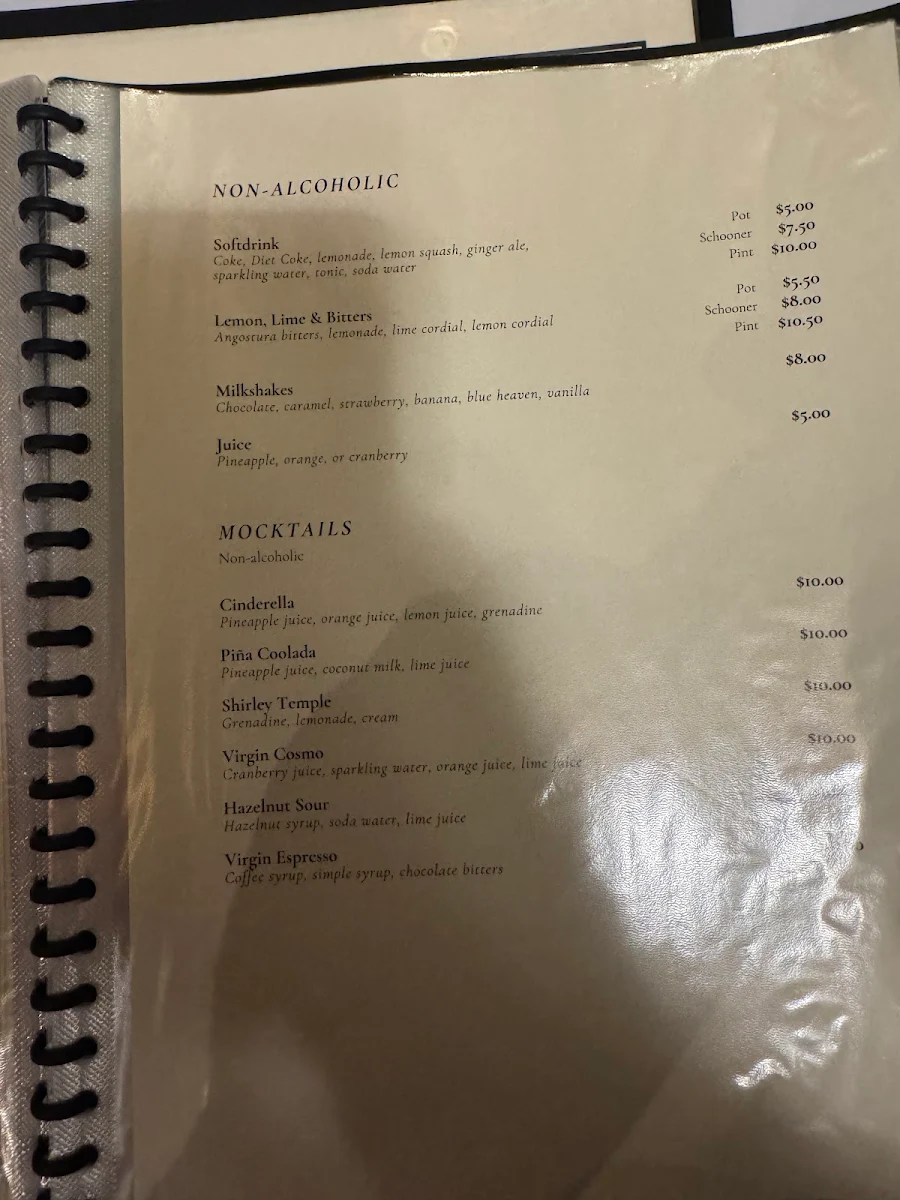 Menu, North Britain Hotel