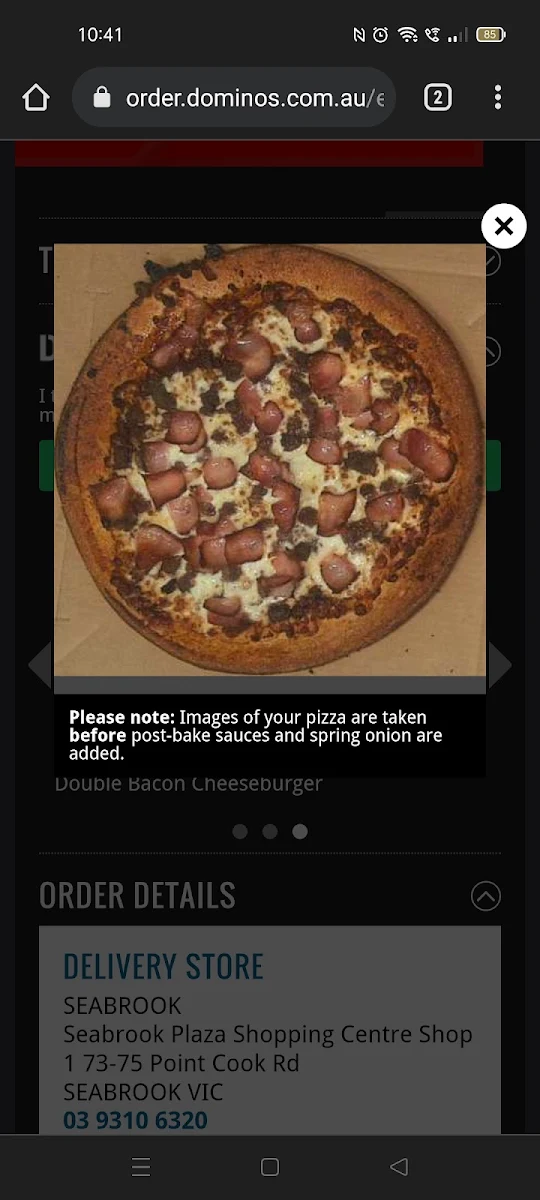 Menu, Domino's Pizza Seabrook On Point Cook Road