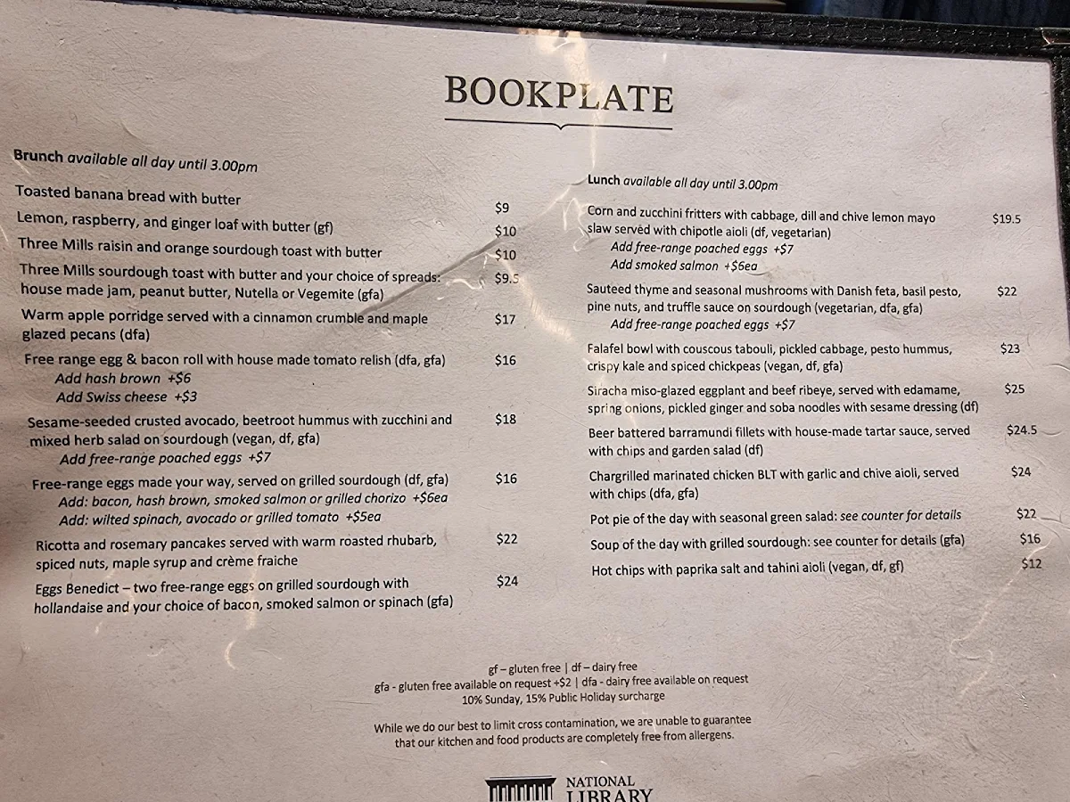 Menu, Bookplate