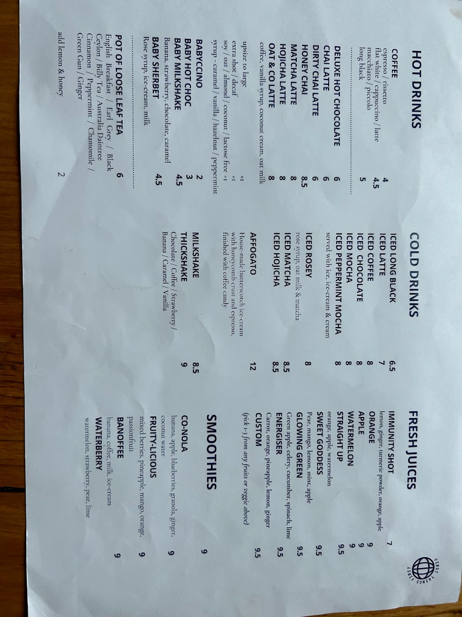 Menu, Early Edition