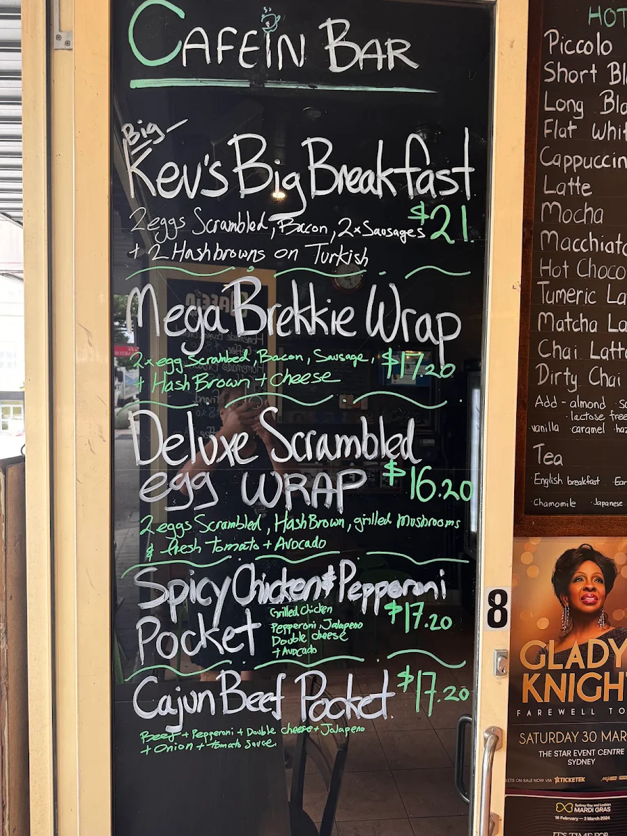 Menu, Cafein Bar