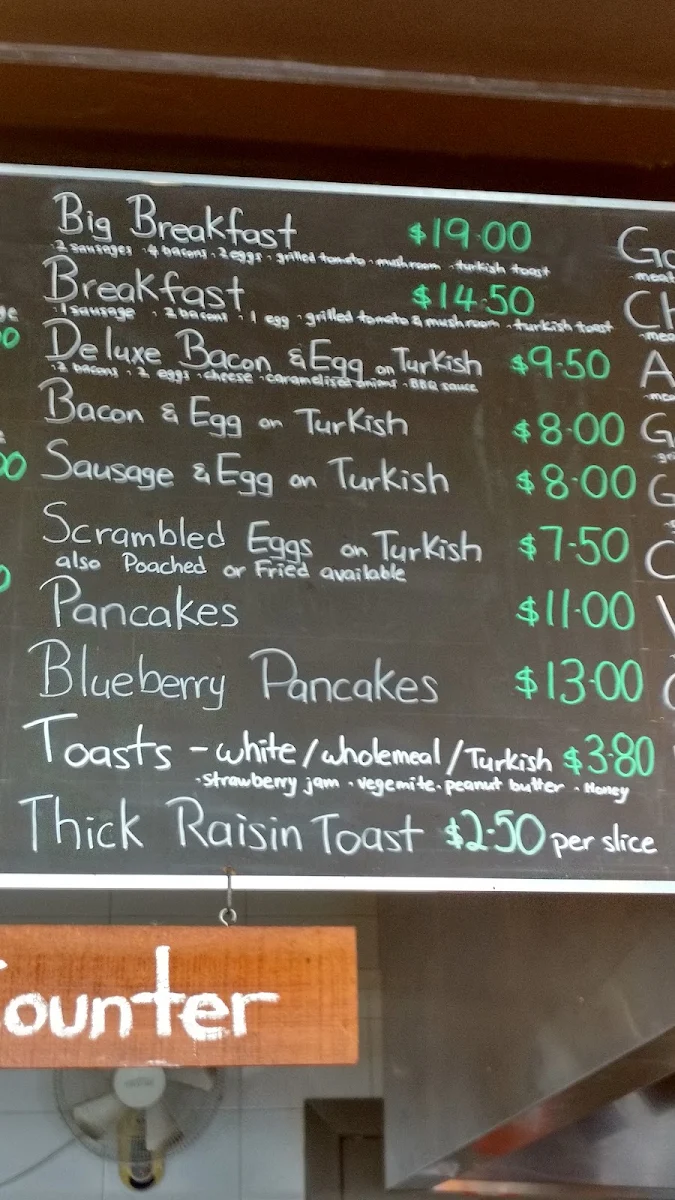 Menu, Cafein Bar