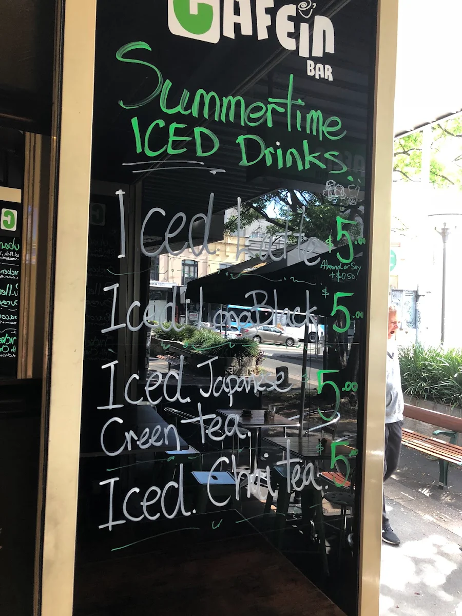 Menu, Cafein Bar