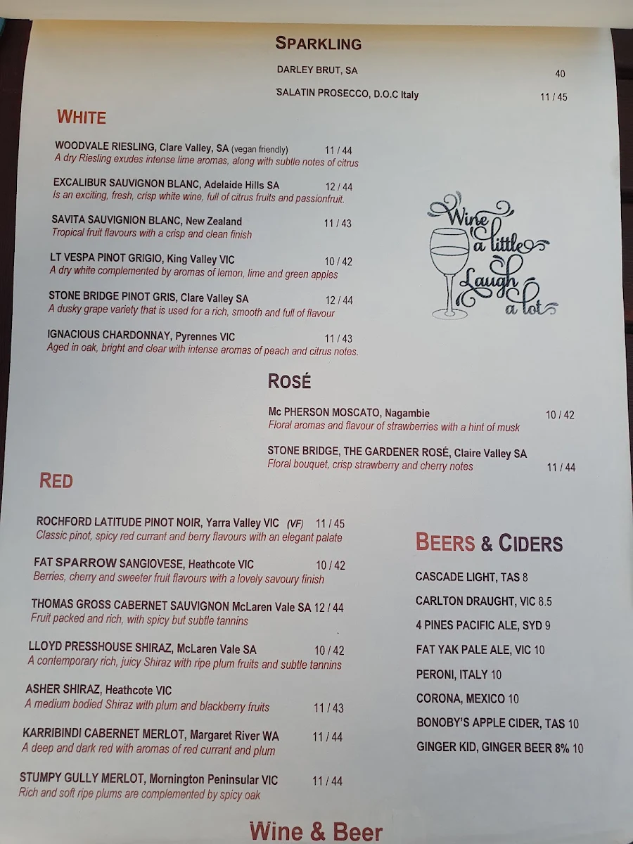 Menu, The Boathouse