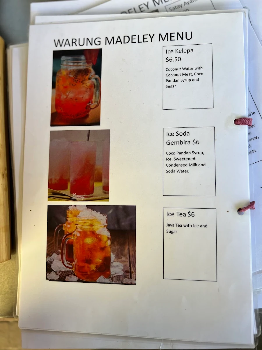 Menu, Warung Madeley