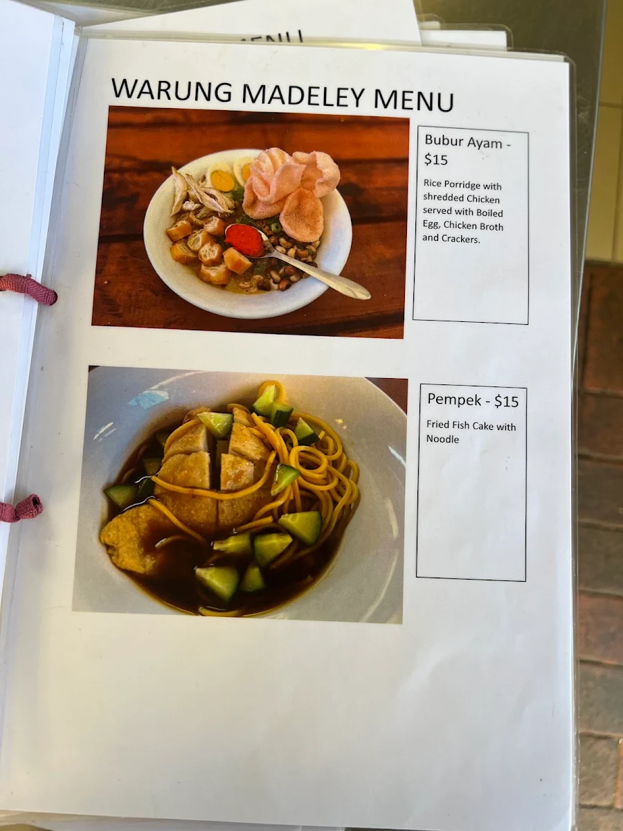Menu, Warung Madeley