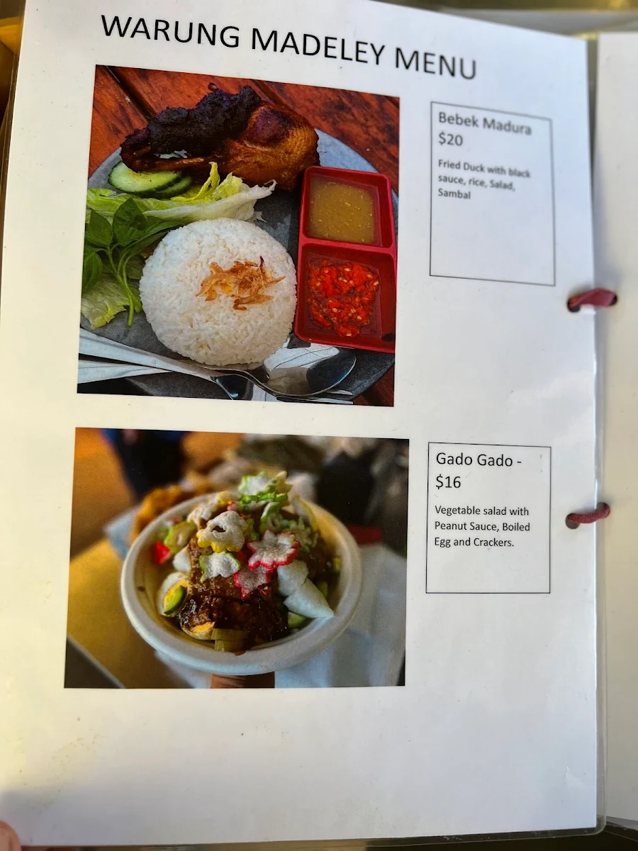 Menu, Warung Madeley