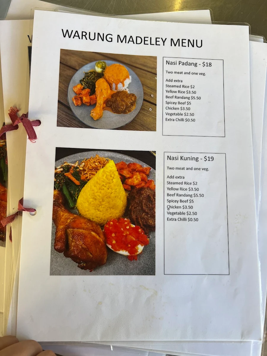 Menu, Warung Madeley