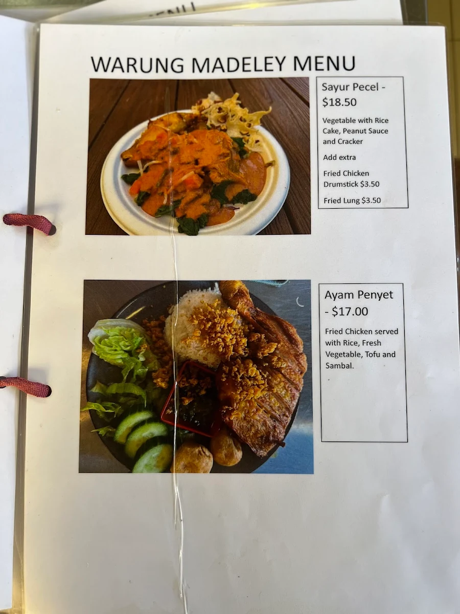 Menu, Warung Madeley