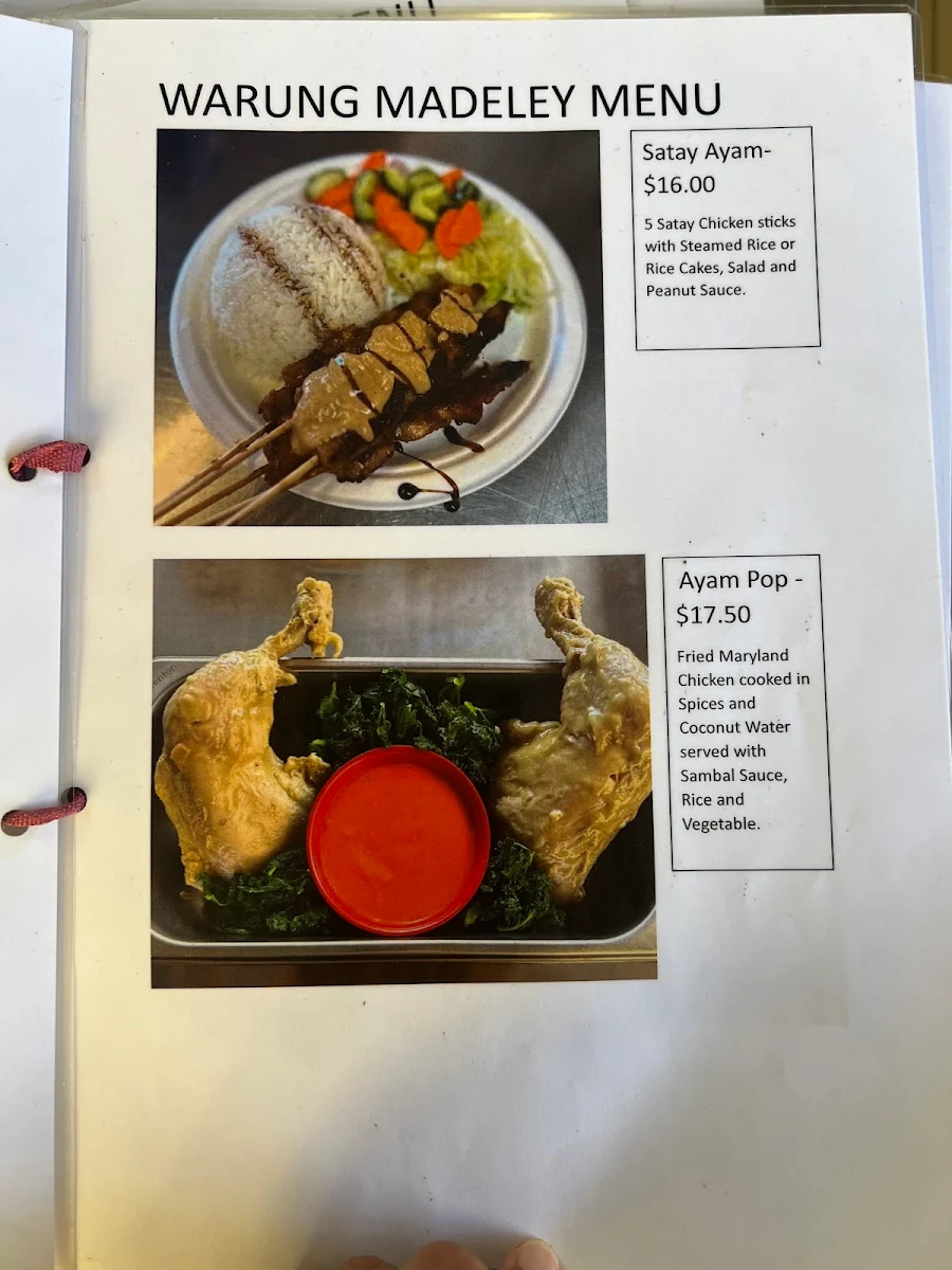 Menu, Warung Madeley