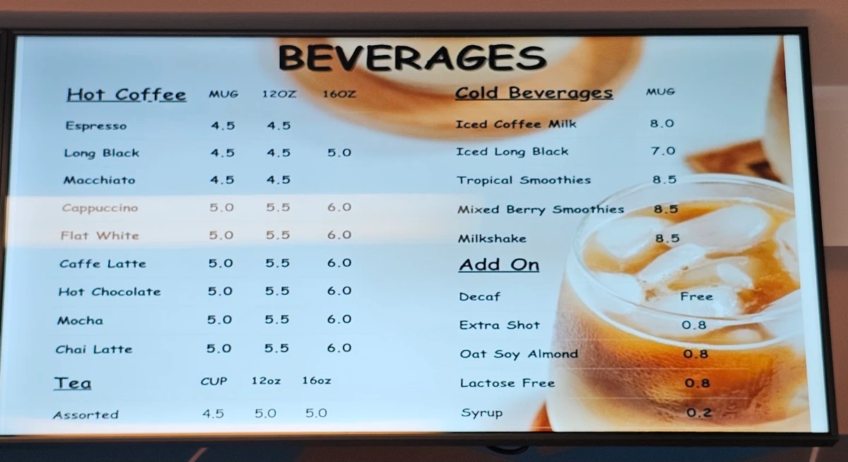Menu, The Galley Cafe