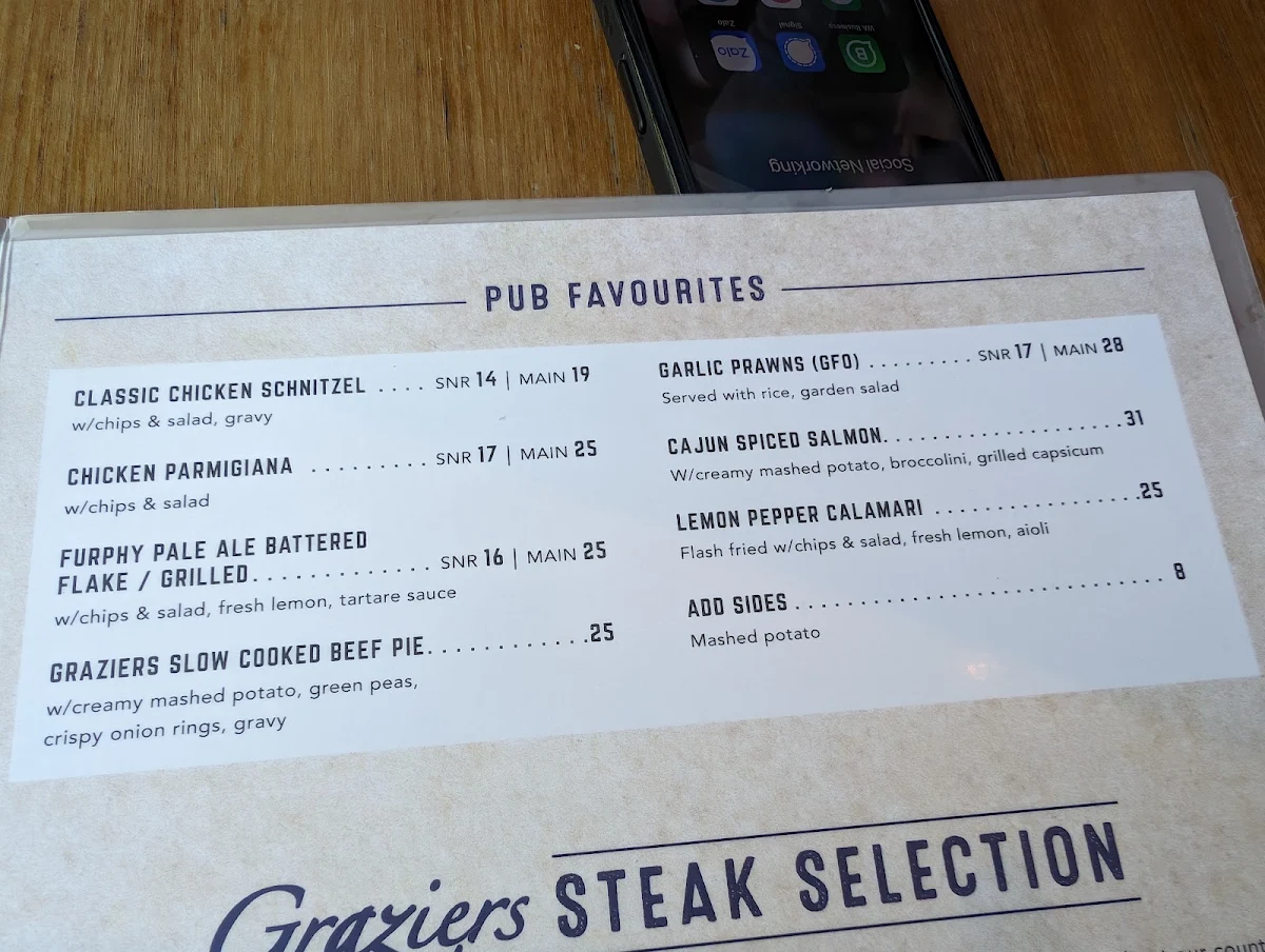 Menu, Vale Hotel