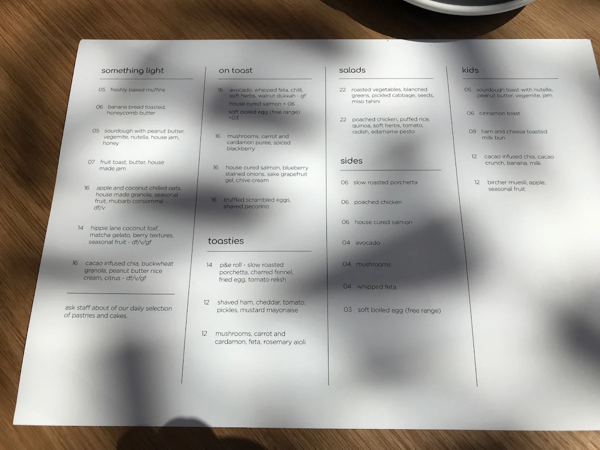 Menu, At Neutral