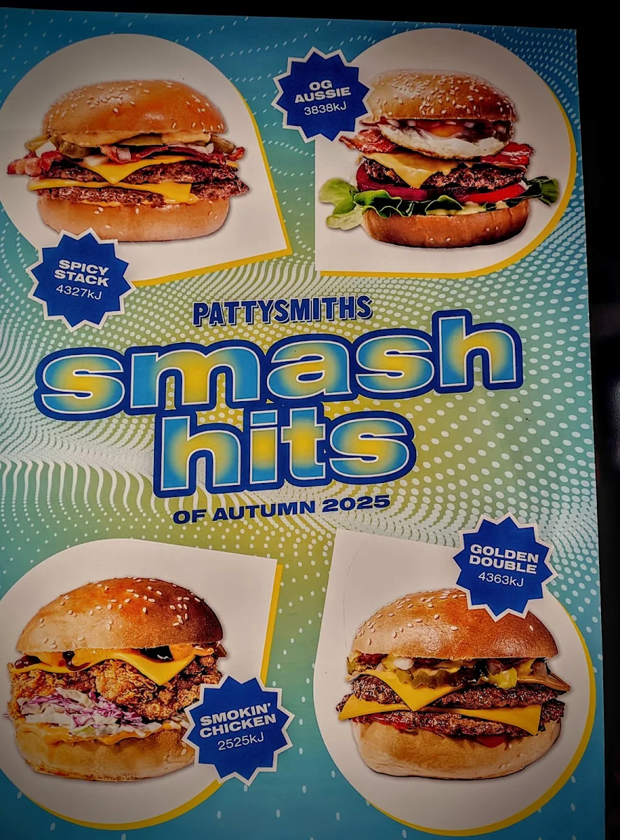 Menu, Pattysmiths Darlinghurst