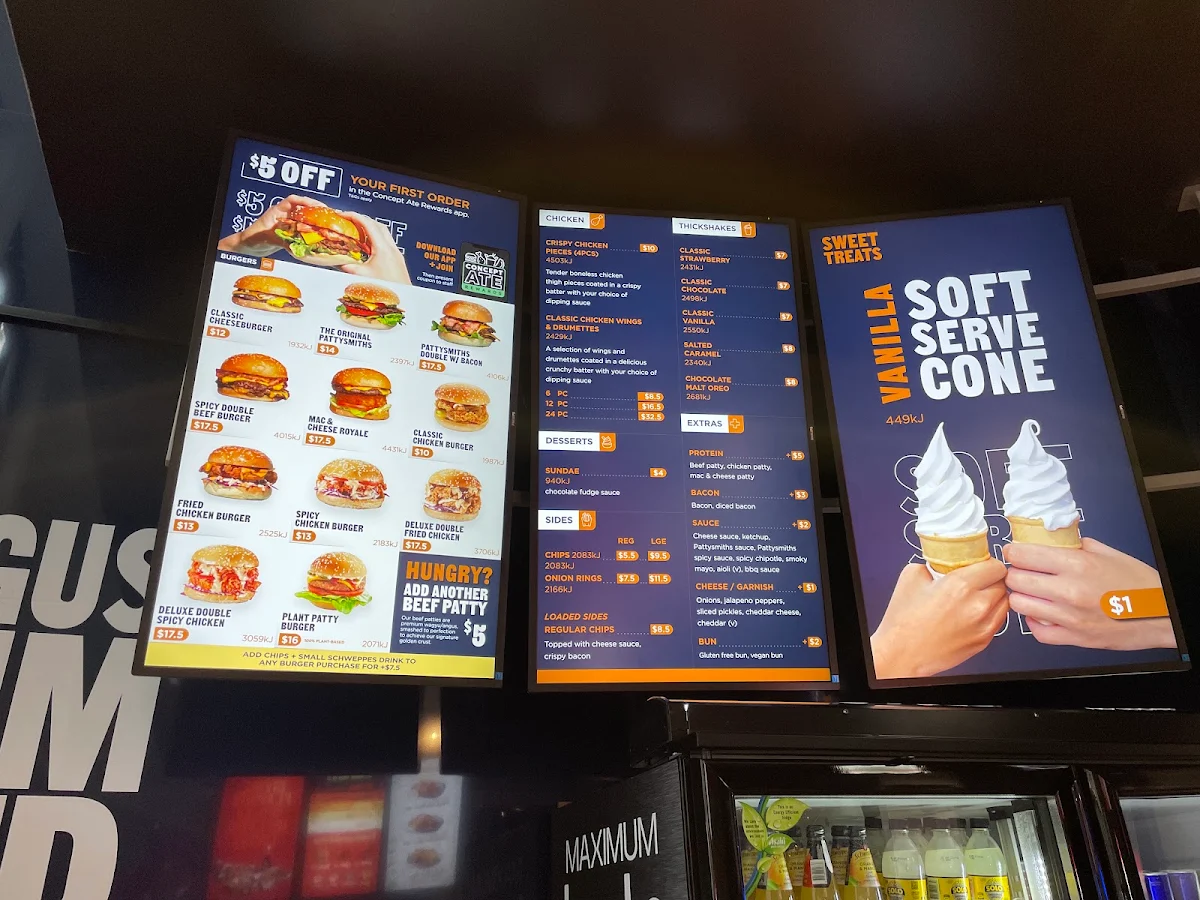 Menu, Pattysmiths Darlinghurst