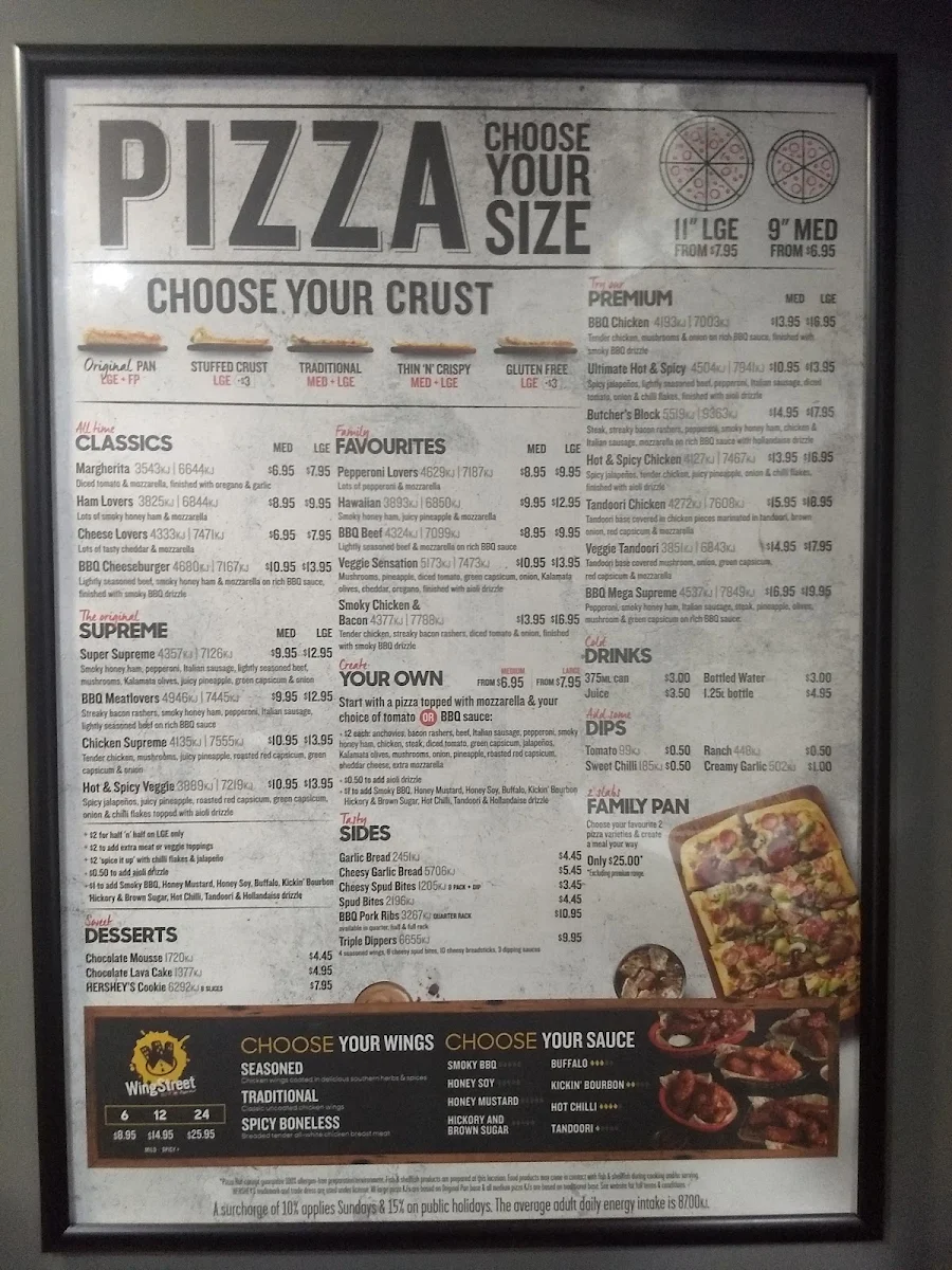 Menu, Pizza Hut Bentleigh East
