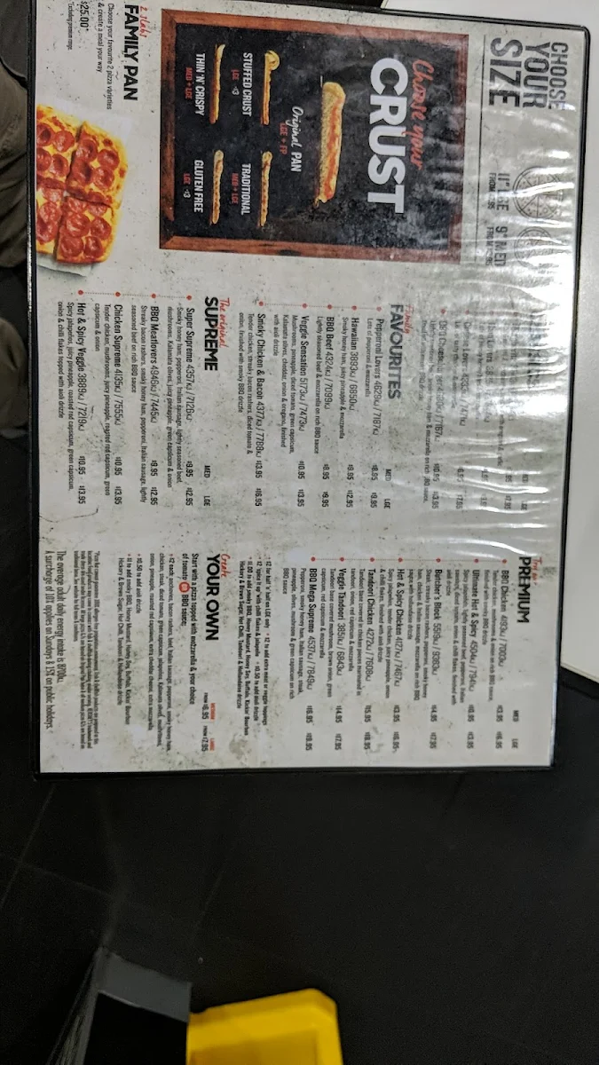 Menu, Pizza Hut Bentleigh East