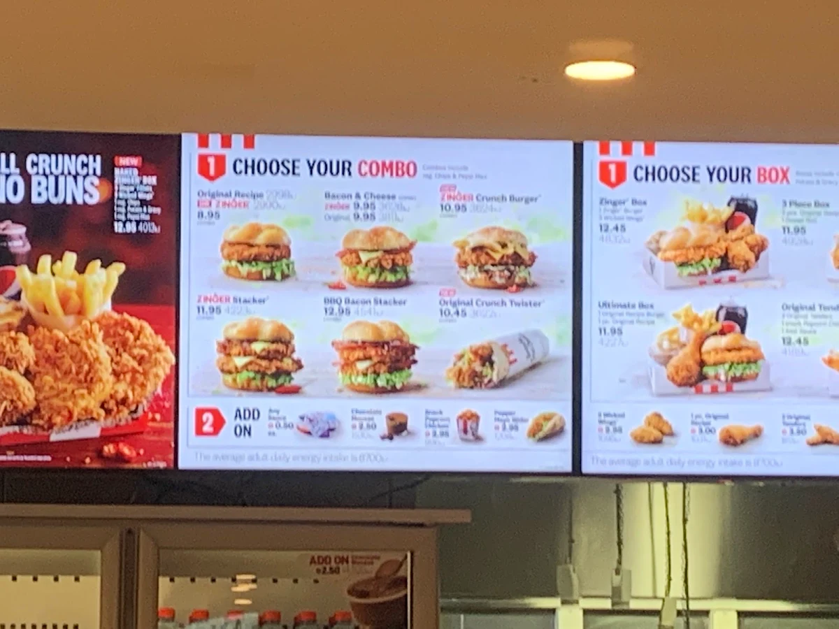 Menu, KFC Unanderra