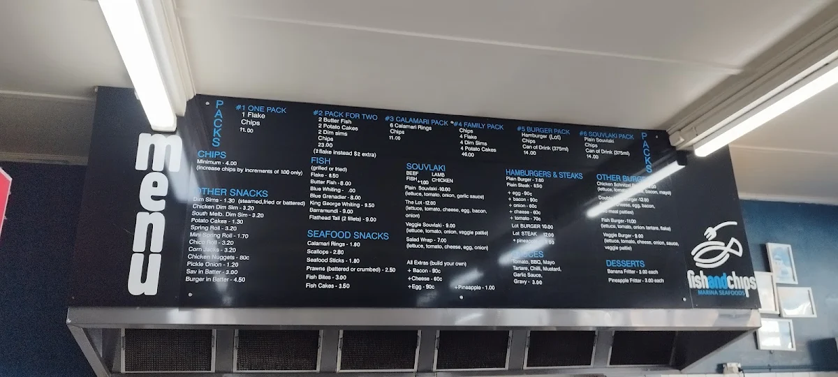 Menu, Marina Seafood