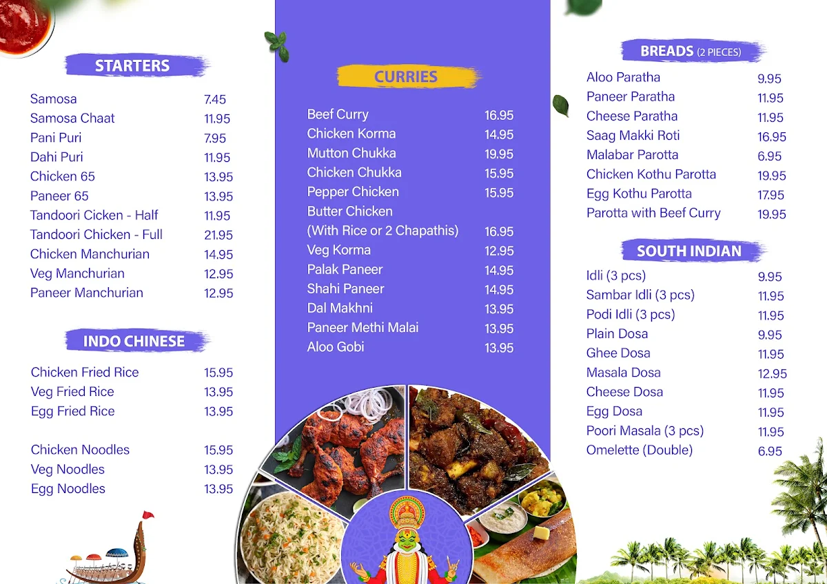 Menu, Eats India