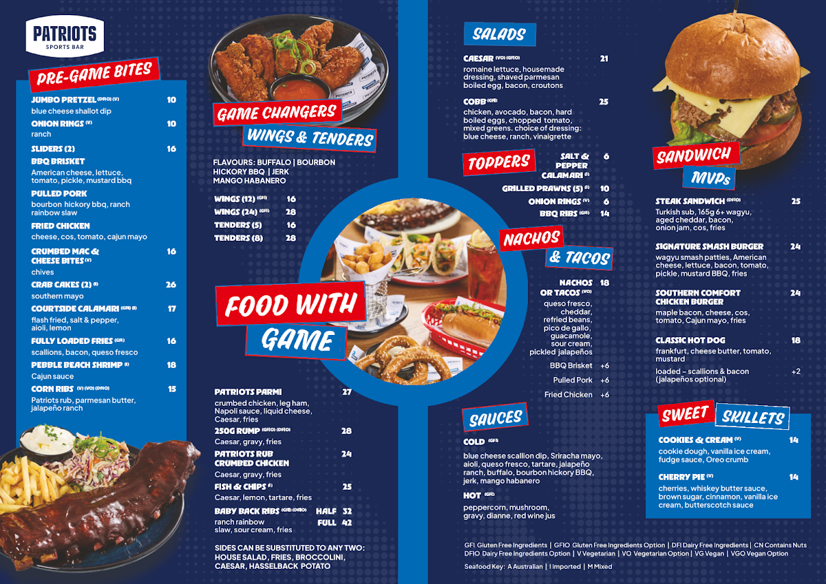 Menu, Springwood Hotel