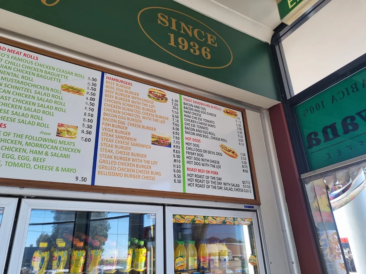 Menu, Frisco's Cafe