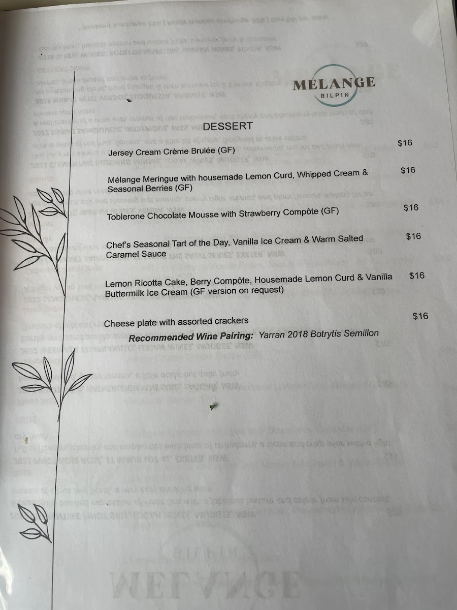 Menu, Mélange Bilpin