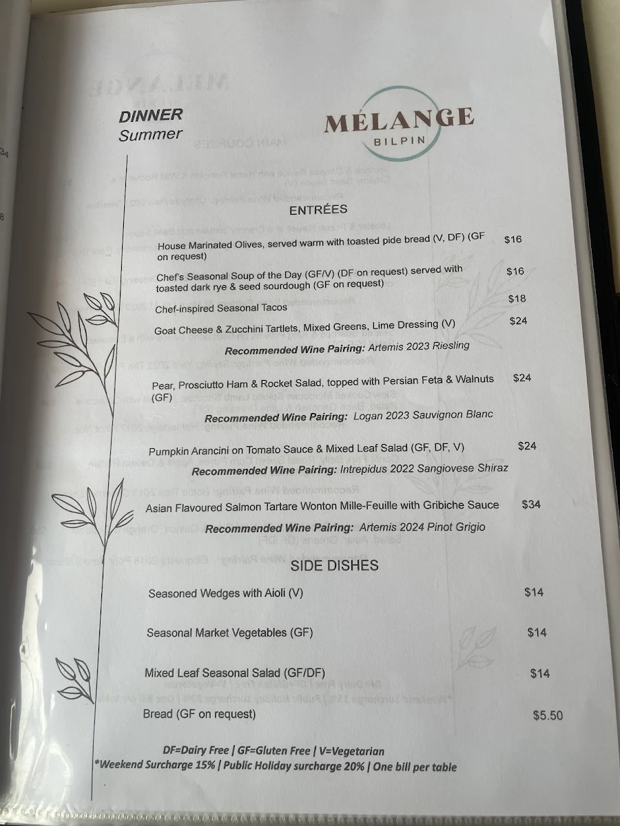 Menu, Mélange Bilpin