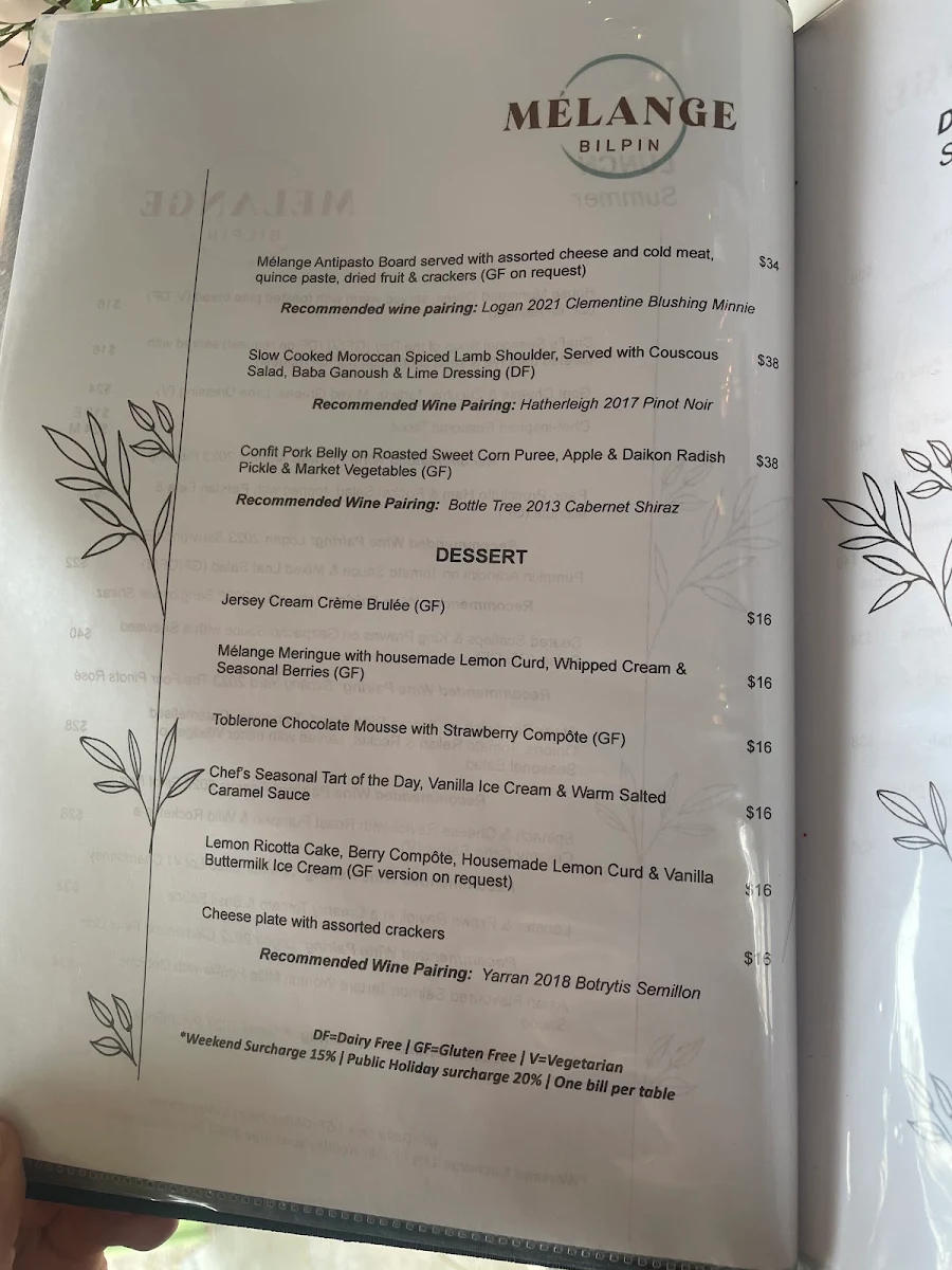 Menu, Mélange Bilpin