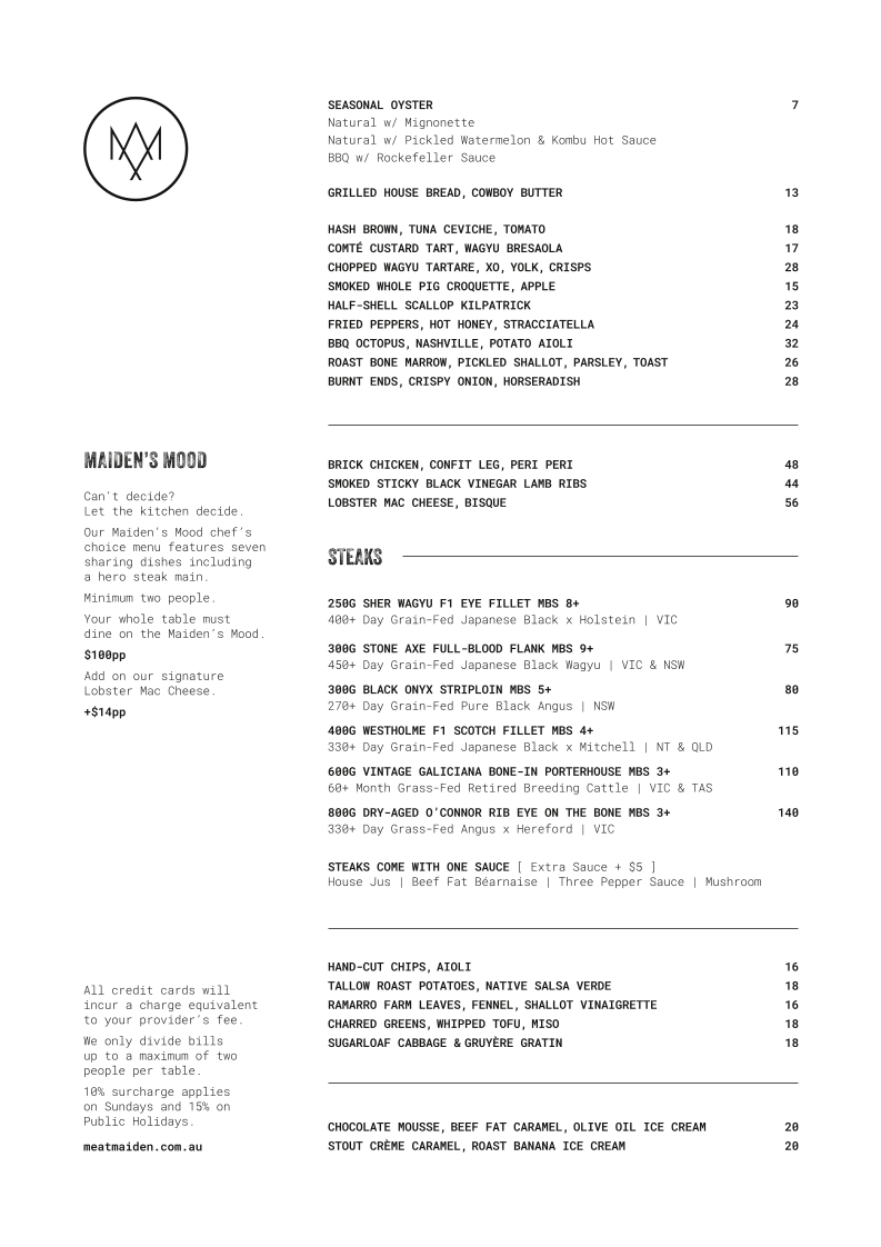Menu, Meatmaiden