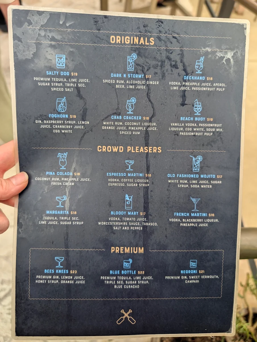 Menu, Oyster Shed Beach Club