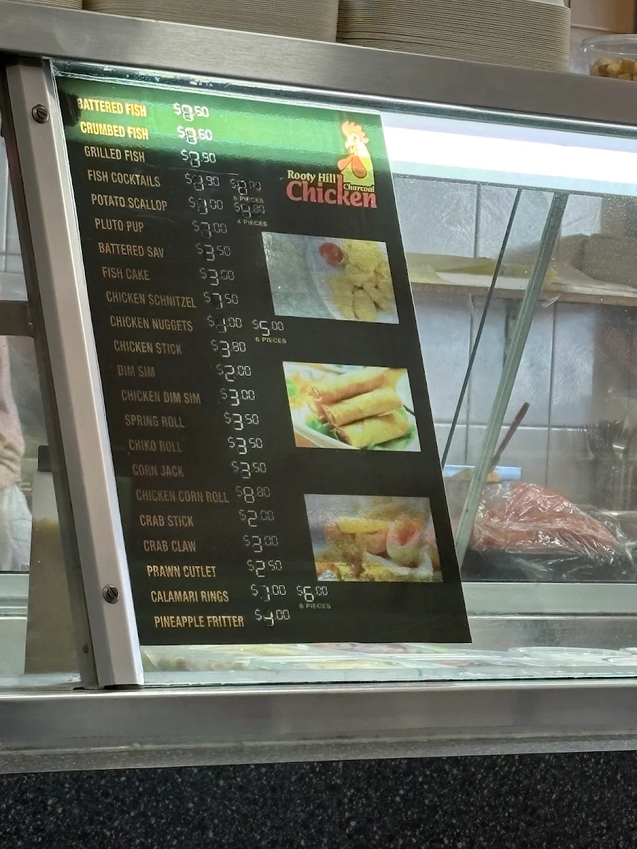 Menu, Rooty Hill Charcoal Chicken