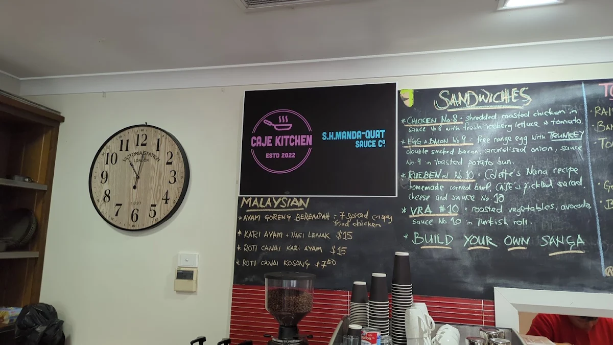 Menu, CAJE Kitchen