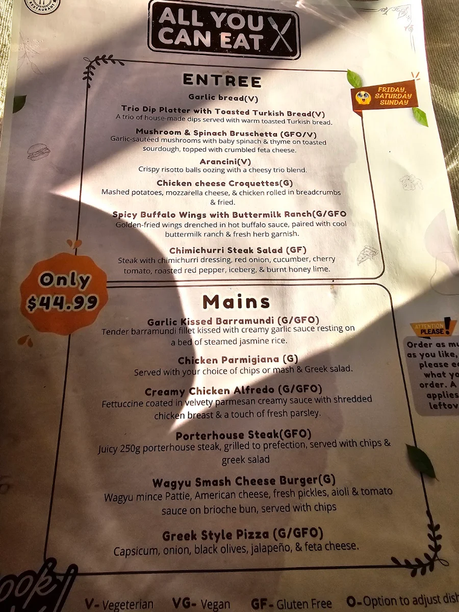 Menu, Oak & Fork