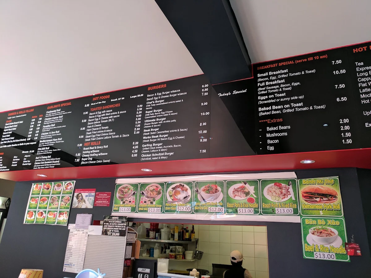 Menu, Garling Cafe & Lunch