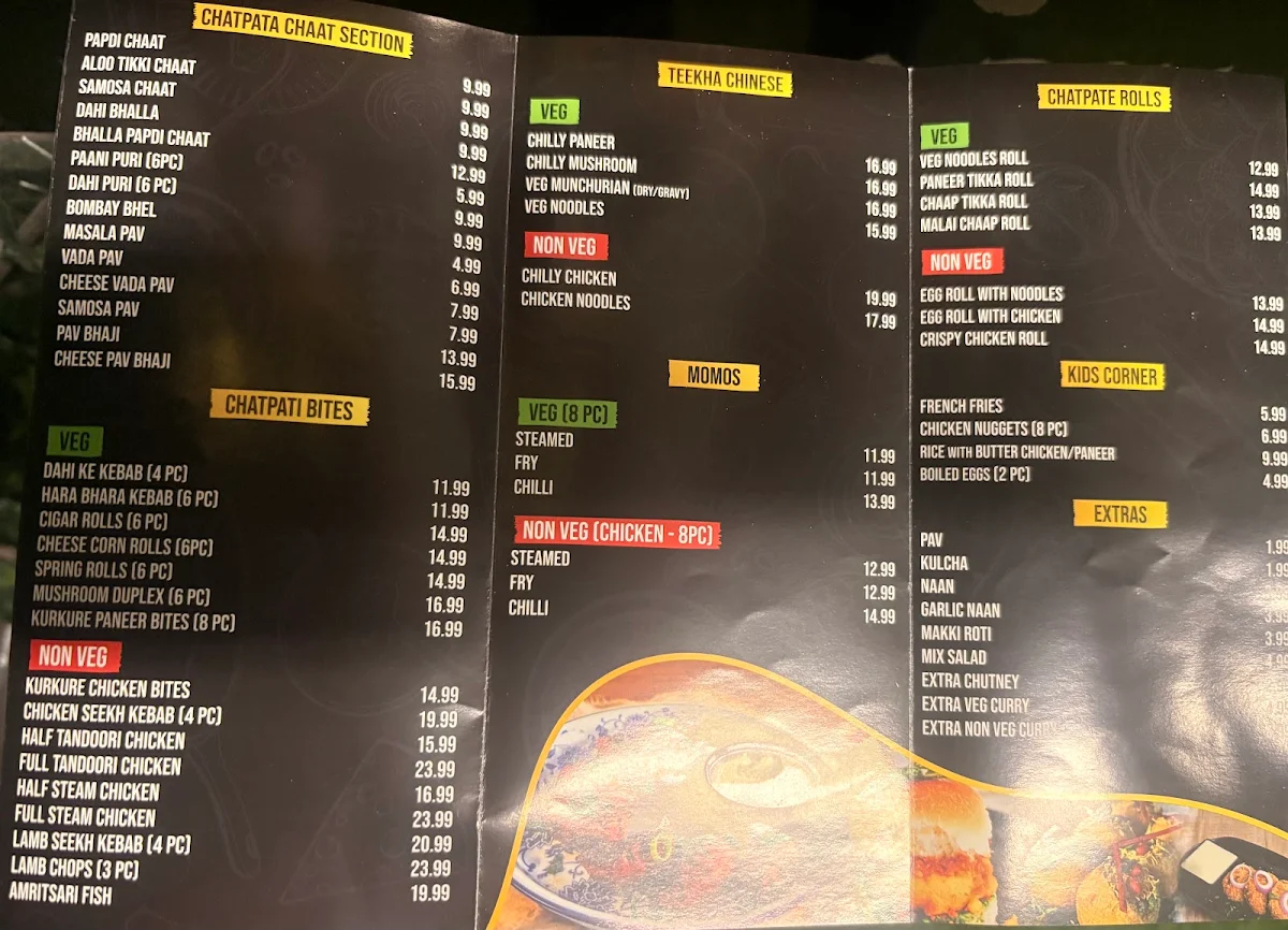 Menu, Social adda food truck