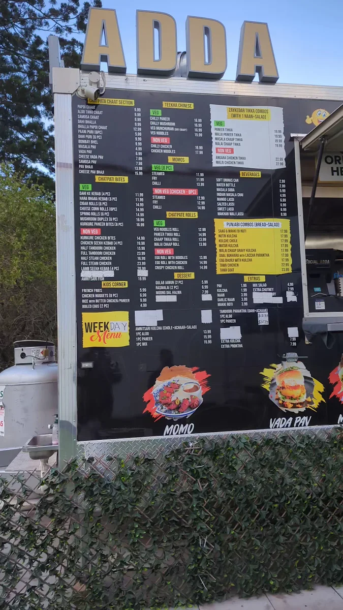 Menu, Social adda food truck