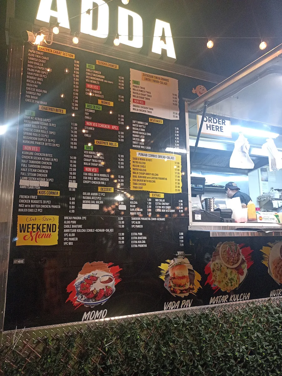 Menu, Social adda food truck
