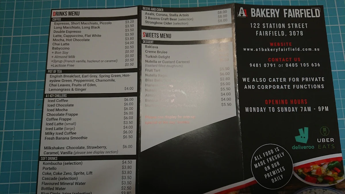 Menu, Nouha’s Bakery