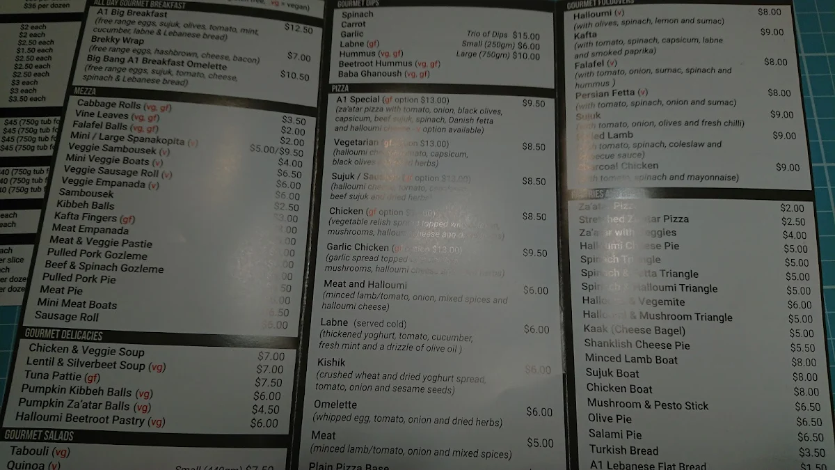 Menu, Nouha’s Bakery