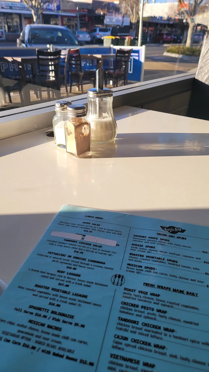 Menu, Cafe 59 on Church