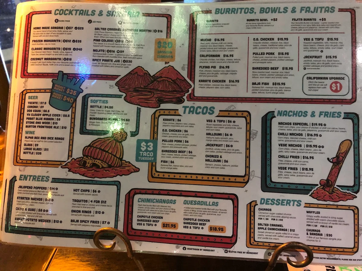 Menu, Beach Burrito Co. Jindabyne