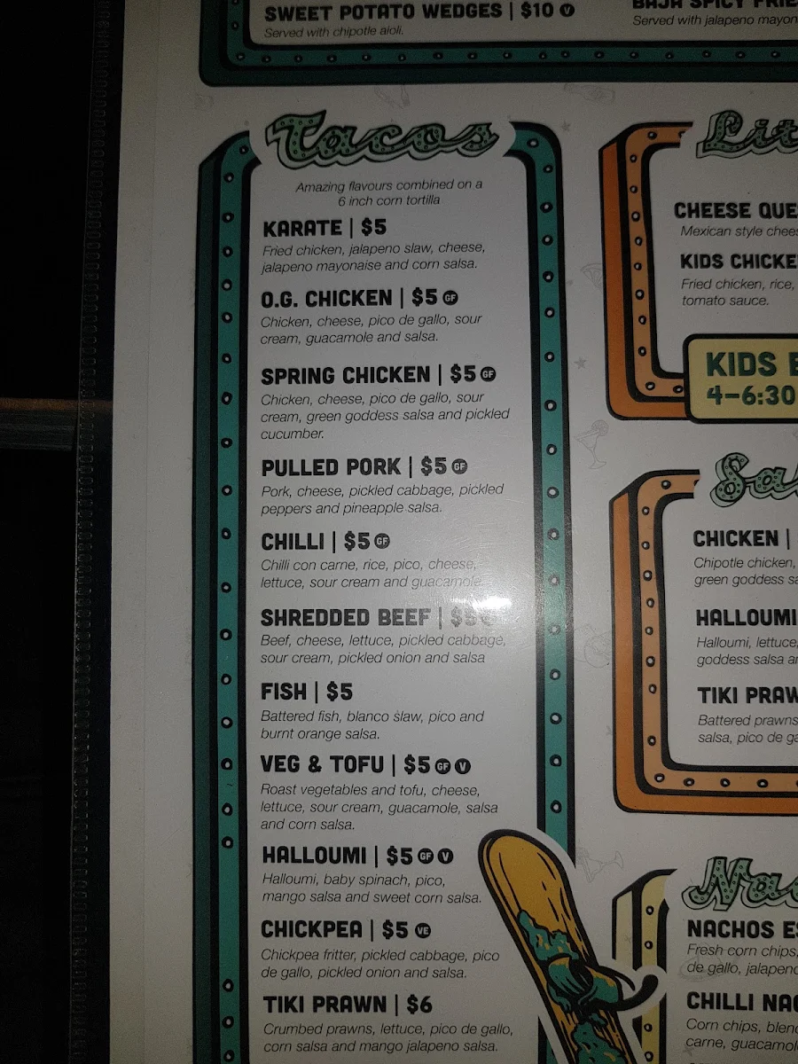 Menu, Beach Burrito Co. Jindabyne