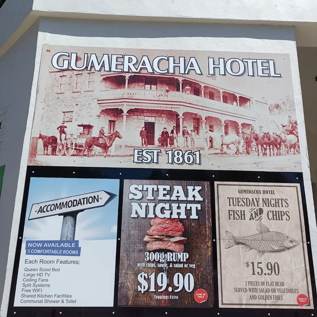 Menu, Gumeracha Hotel